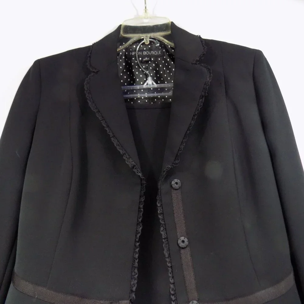 Nipon Boutique "Garden Oasis" 2-Piece Business Suit Black Size 8 NWT - Picture 4 of 16